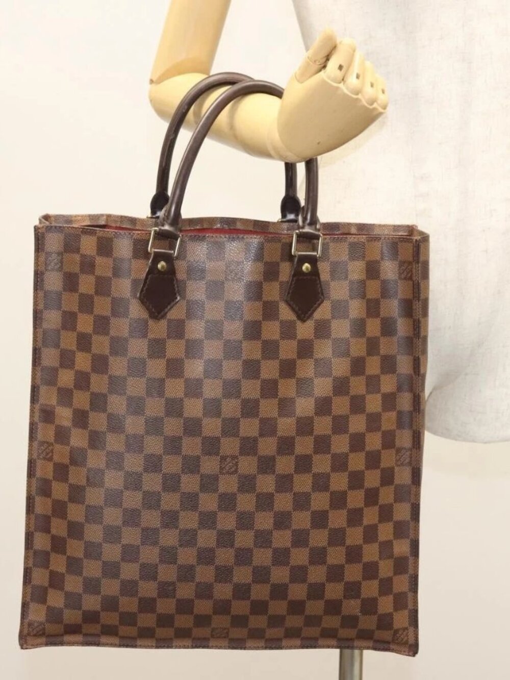 LOUIS VUITTON Damier Ebene Sac Plat Hand Bag N51140 LV Auth 118710